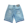 MIXED EMOTION Blue "ME" Rhinestone Denim Shorts