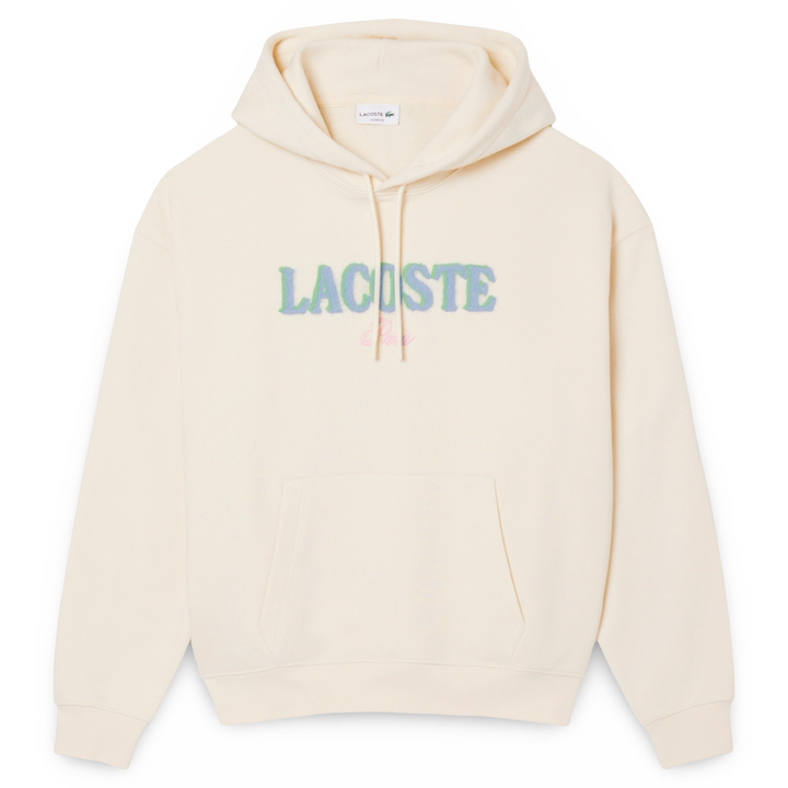LACOSTE LOOSE FIT PARIS HOODIE FLEECE -Men’s-BEIGE /WHITE