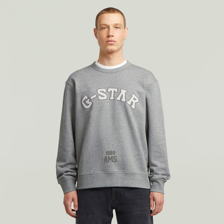 G-Star RAW  APPLIQUÉ R SWEATER / Men’ -MEDIUM GREY HEATHER