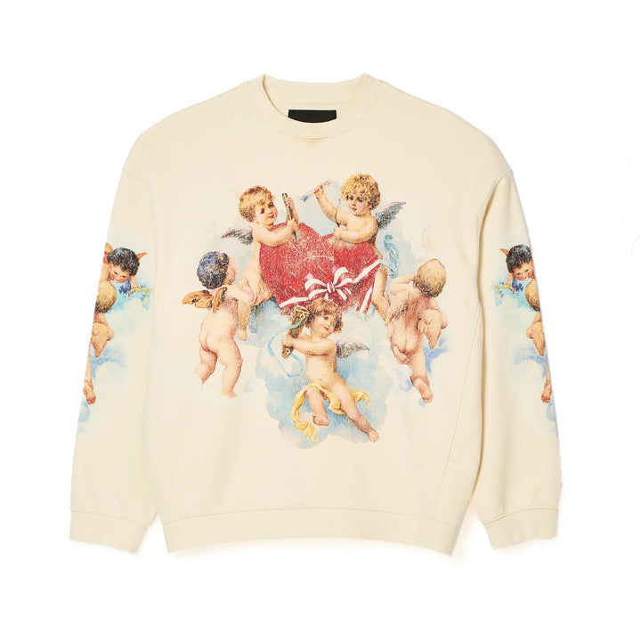 Cult of Individuality NOVELTY CREW NECK FLEECE SWEATER SWEATSHIRT Men’s -WINTER WHITE