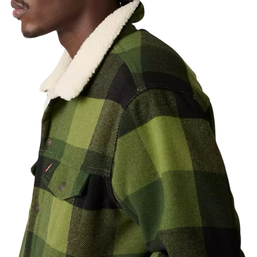 Levis Strauss & Co TRUCKER SHERPA JACKET Men’s -GREEN BLACK
