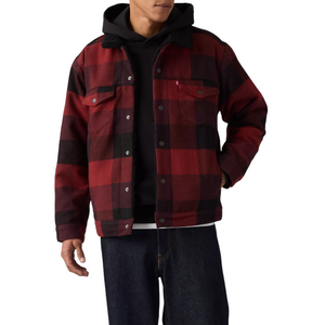 Levis Strauss & Co TRUCKER SHERPA JACKET Men's -RED BLACK – Moesports