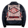 PELLE PELLE  ALL TIME CHAMPION LEATHER JACKET Men’s -NAVY/CABERNET/SILVER /WHITE