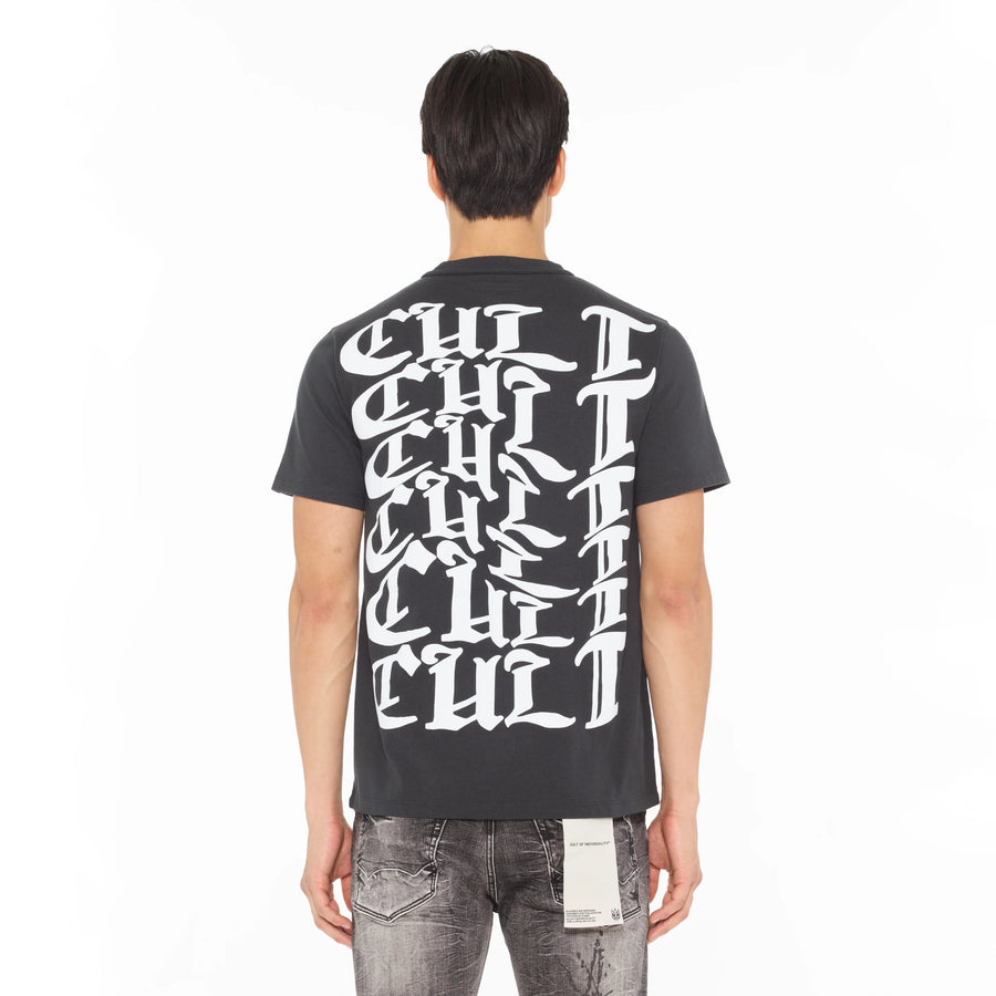 Cult of Individuality SHORT SLEEVE CREW NECK TEE OLD ENGLISH LOGO Men’s -STEEL BLACK