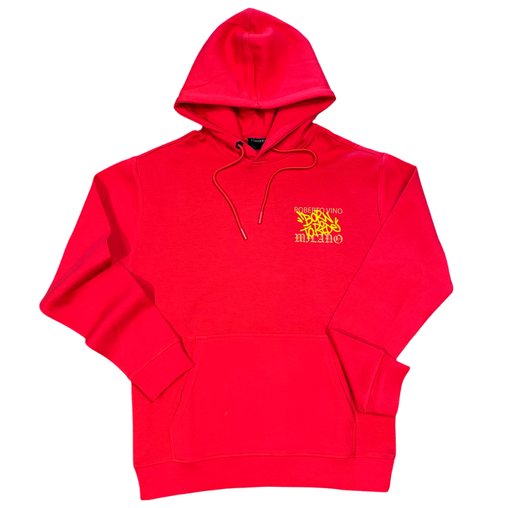 ROBERTO VINO BORN TO RISE LOGO HOODY  Men’s -RED