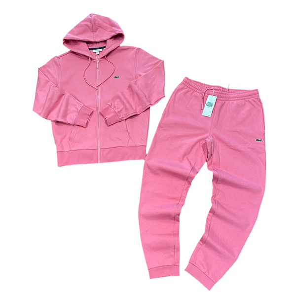 LACOSTE FUll ZIP HOODED CLASSIC SWEATSUIT Men's -PINK-2R3 – Moesports