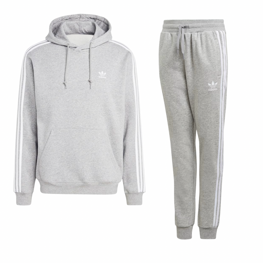 Adidas Originals Men’s 3-STRIPES HOODY SWEATSUIT- MEDIUM GREY HEATHER