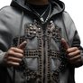 HUDSON STUDDED FLEECE  STACKED FULL ZIP HOODED  SWEATSUIT Men’s -GREY