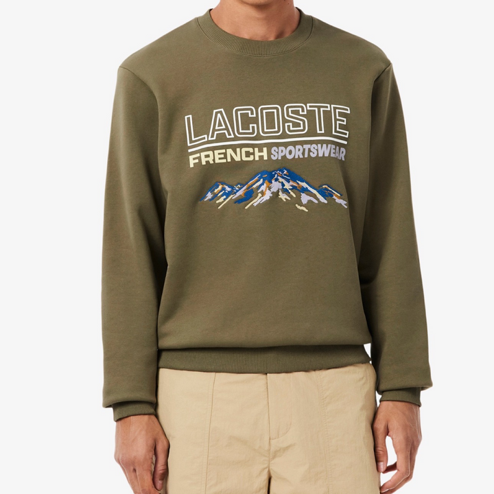LACOSTE LOOSE-FIT OVERSIZED LOGO FLEECE SWEATSHIRT -Men’s-KHAKI GREEN-E9F