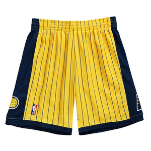 MITCHELL & NESS - NBA  SWINGMAN -SHORTS - PACERS - 99 - MENS -YELLOW NAVY BLUE