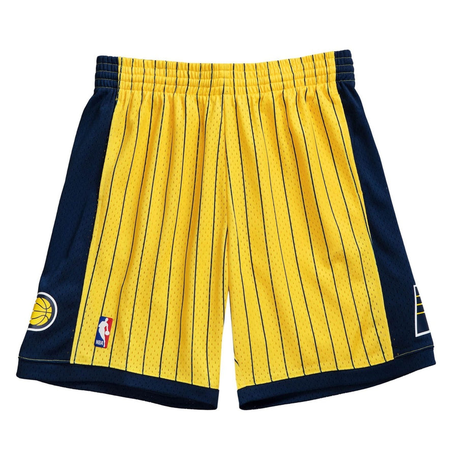 MITCHELL & NESS - NBA  SWINGMAN -SHORTS - PACERS - 99 - MENS -YELLOW NAVY BLUE