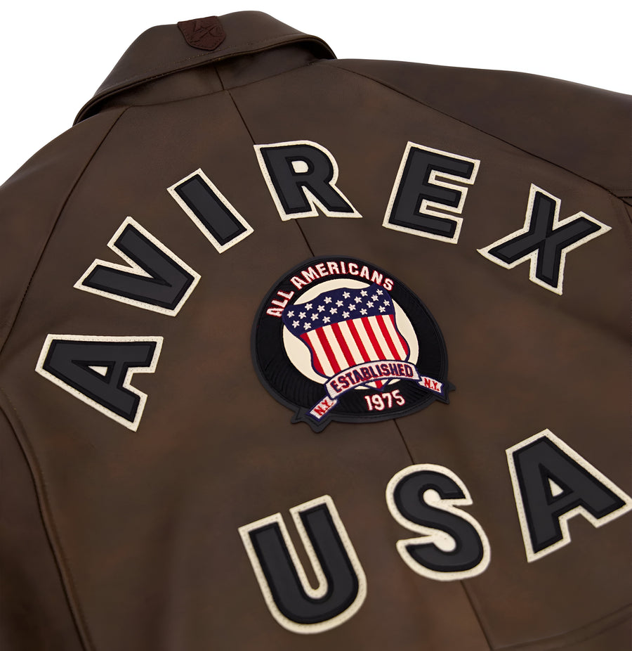 AVIREX ICON LEATHER JACKET Men’s -VINTAGE BROWN/BRUN