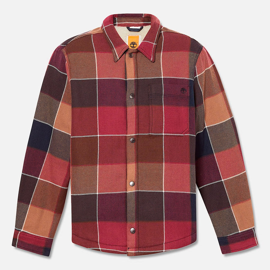 TIMBERLAND SHERPA LINED PLAID FLEECE OVERSHIRT Men’s - CORDOVAN