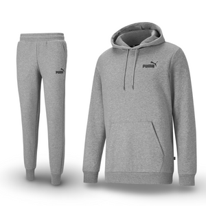 Puma ESSENTIALS LOGO HOODIE FLEECE SWEATSUIT Men’s-MEDIUM GRAY HEATHER