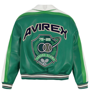 AVIREX 75-25 GRAND SLAM LEATHER JACKET Men’s -VERDANT/VERDOYANT GREEN