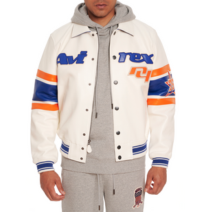 AVIREX  NEW YORK KNICKS LEATHER JACKET Men’s -SNOW WHITE /BLANCHE