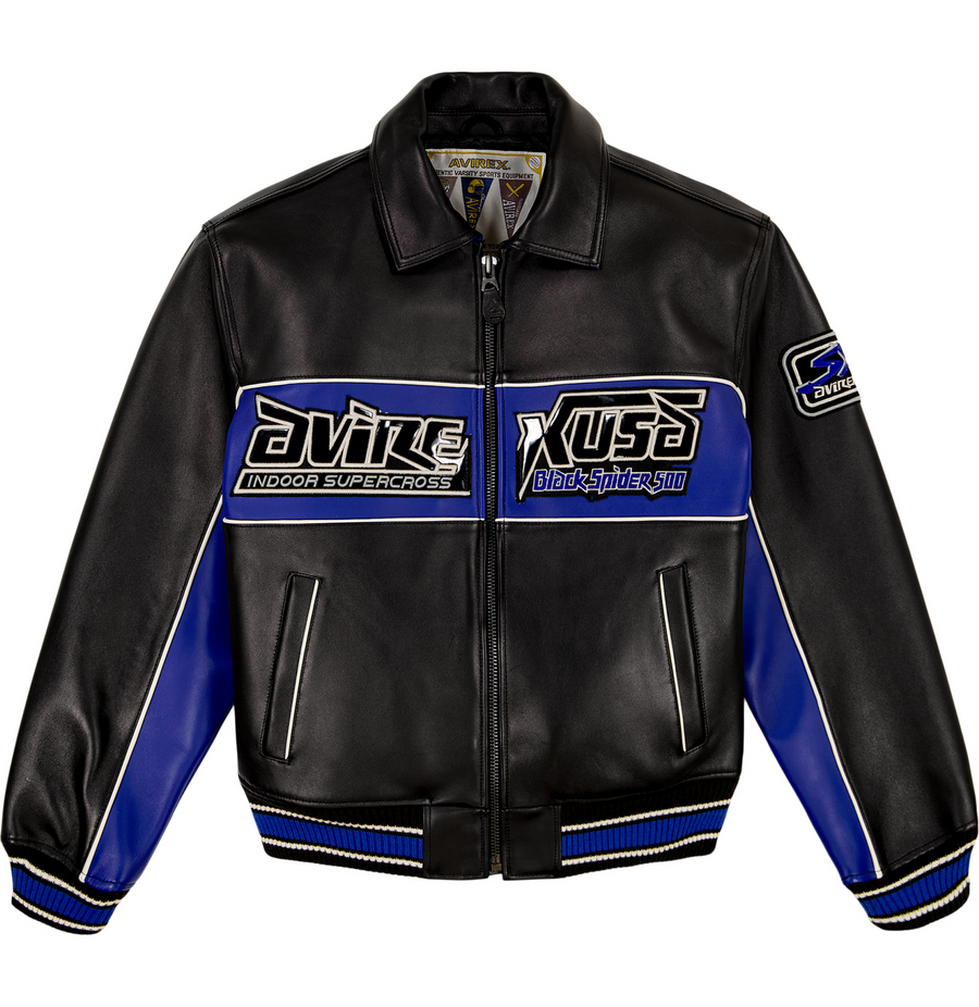AVIREX SPIDER RACER LEATHER JACKET Men’s -BLACK