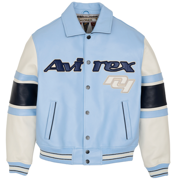 AVIREX CAROLINA BLUE LEATHER JACKET Men's -BLUE BEBE – Moesports