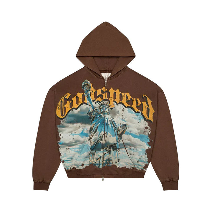 Godspeed Chrome Liberty Zip Hoodie V2 - Brown