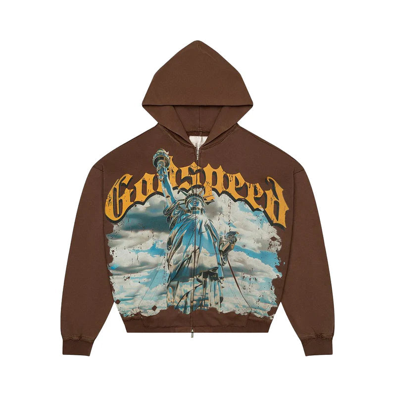Godspeed Chrome Liberty Zip Hoodie V2 - Brown