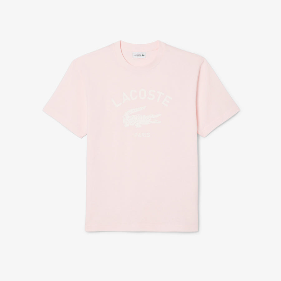 LACOSTE SIGNATURE PRINT COTTON T-SHIRT Men’s -LIGH PINK