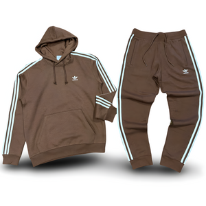 Adidas Originals Men’s 3-STRIPES HOODY SWEATSUIT-PRELOVED BROWN