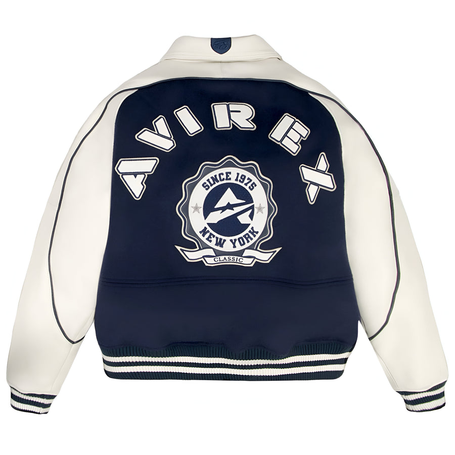 Avirex Classic Wool Leather Varsity Jacket Men’s -NAVY BLAZER/MARINE