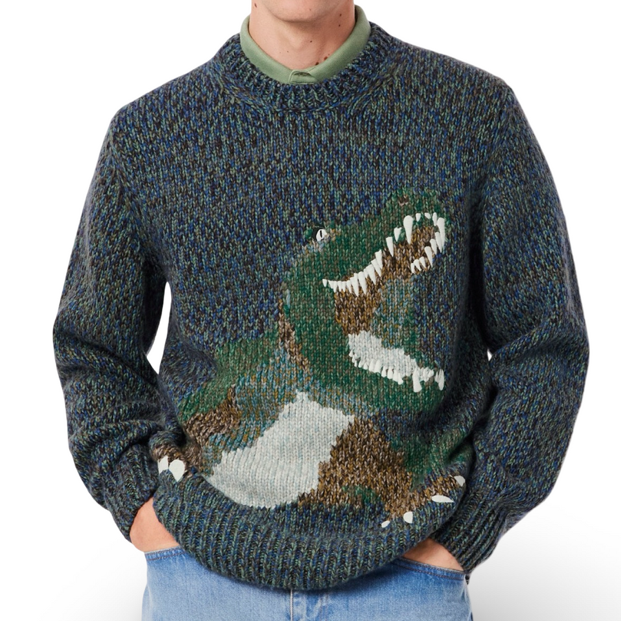 LACOSTE CLASSIC FIT KNIT INTARSIA CROCODILE SWEATER -Men’s-BLUE-8IX