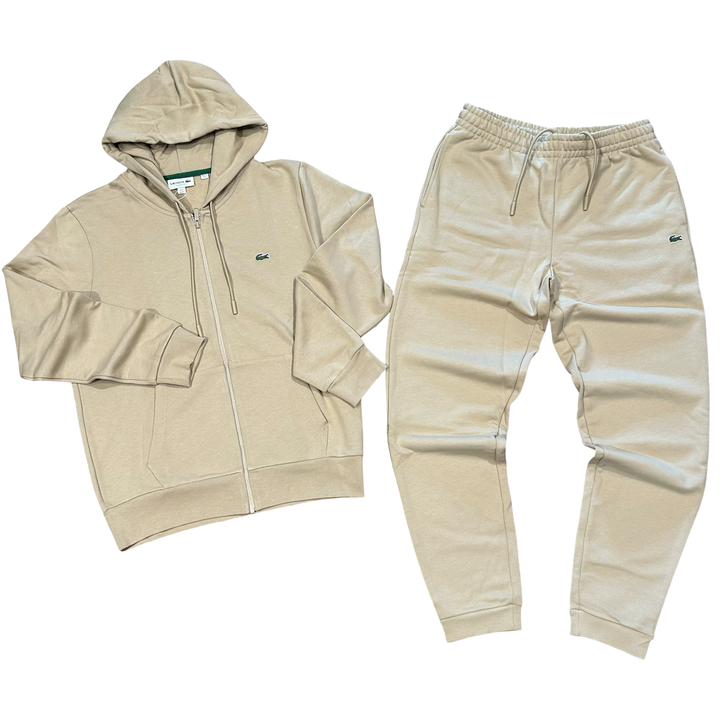 LACOSTE FUll ZIP HOODED CLASSIC SWEATSUIT Men’s -BEIGE-02S