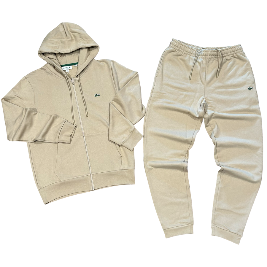 LACOSTE FUll ZIP HOODED CLASSIC SWEATSUIT Men’s -BEIGE-02S