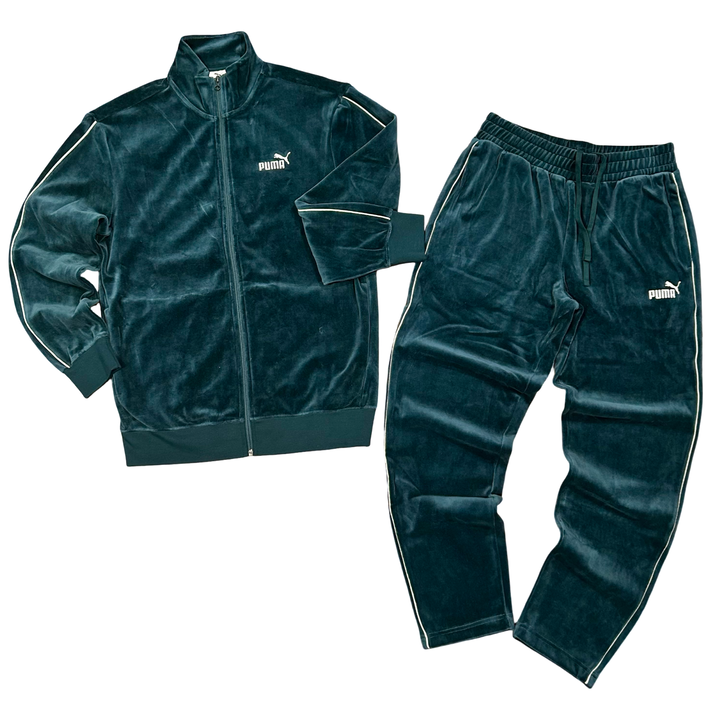 Puma ESS ELEVATED VELOUR TRACK-SUIT Men’s/GREEN TERRAIN