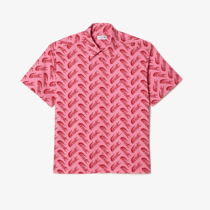 LACOSTE - RELAXED FIT SHORT SLEEVE  VINTAGE PRINT SHIRTS Men’s -RED/WHITE-042