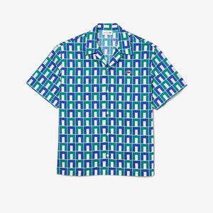 LACOSTE - RELAXED FIT SHORT SLEEVE PATTERNED SHIRTS Men’s -WHITE-BLUE -GREEN-IS8