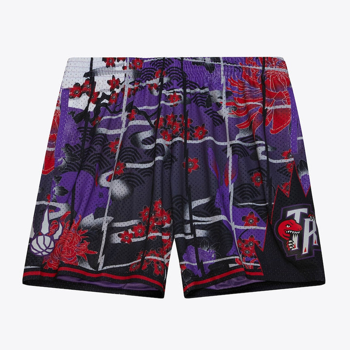 MITCHELL & NESS - NBA AH SWINGMAN GRAPHICS -SHORTS 5.0 - RAPTORS -1998 - MENS -PURPLE RED/ BLACK