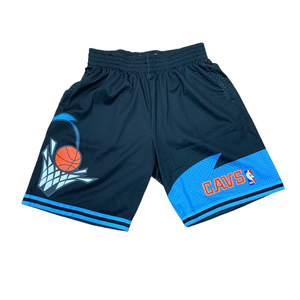 MITCHELL & NESS - NBA  SWINGMAN -SHORTS CAVALIERS 97  MENS -BLACK/ BABY BLUE