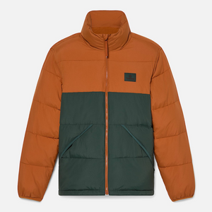 TIMBERLAND INSULATED PUFFER JACKET Men’s -LEATHER BROWN /DARK FOREST GREEN