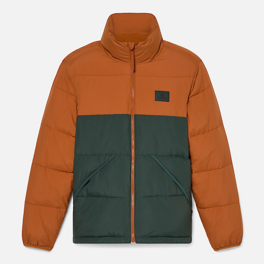TIMBERLAND INSULATED PUFFER JACKET Men’s -LEATHER BROWN /DARK FOREST GREEN