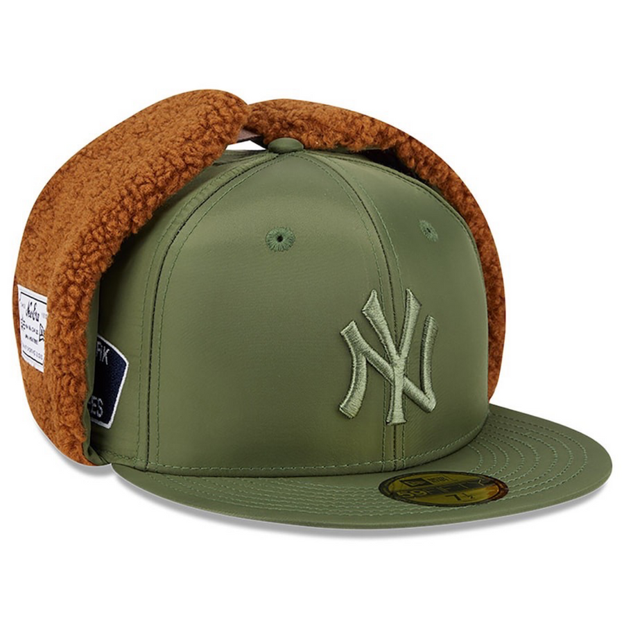 NEW ERA 5950 ALPHA INDUSTRIES SHERPA DOG EAR- NEW YORK YANKEE-GREEN BROWN
