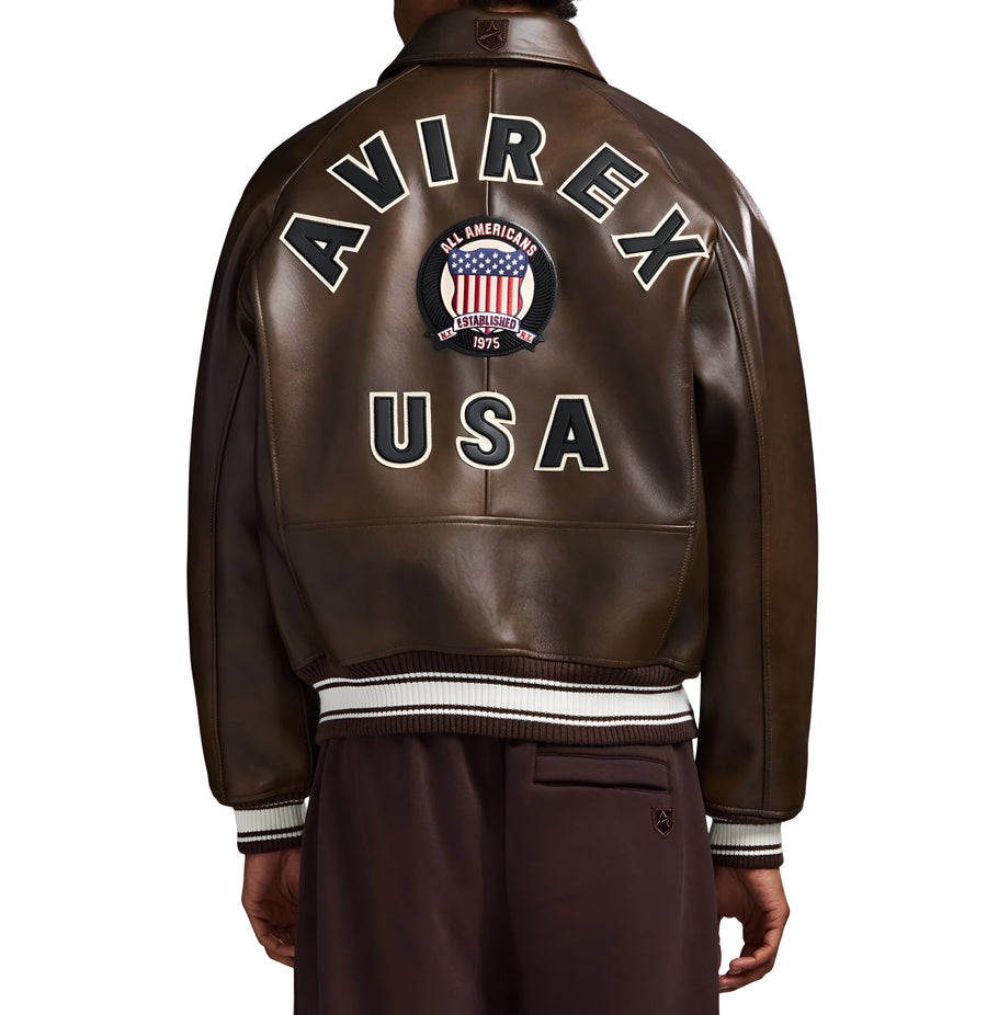 AVIREX ICON LEATHER JACKET Men’s -VINTAGE BROWN/BRUN