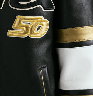 AVIREX 50TH GOLD KICK-OFF  LEATHER JACKET Men’s -BLACK GOLD