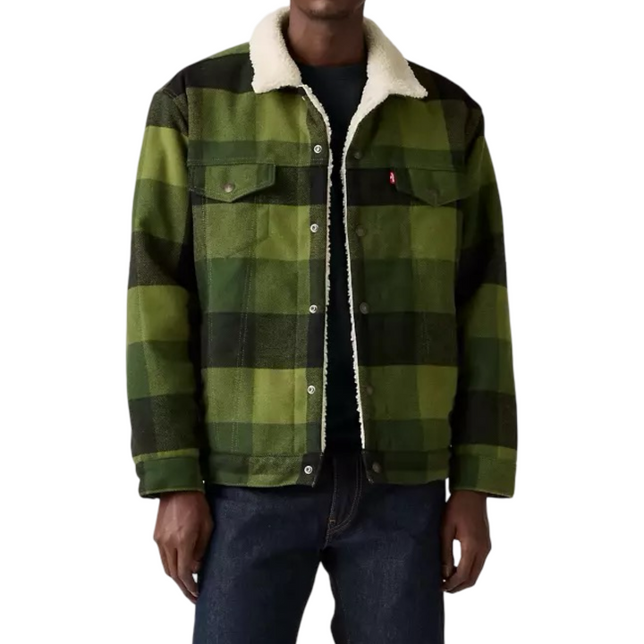 Levis Strauss & Co TRUCKER SHERPA JACKET Men’s -GREEN BLACK