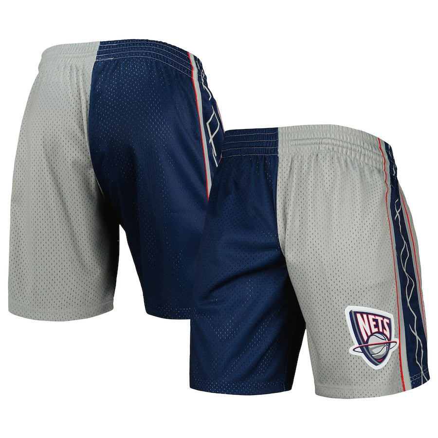 MITCHELL & NESS - NBA SPLIT  SWINGMAN  -SHORTS -  NETS - 2006 - MENS -GREY NAVY BLUE /RED