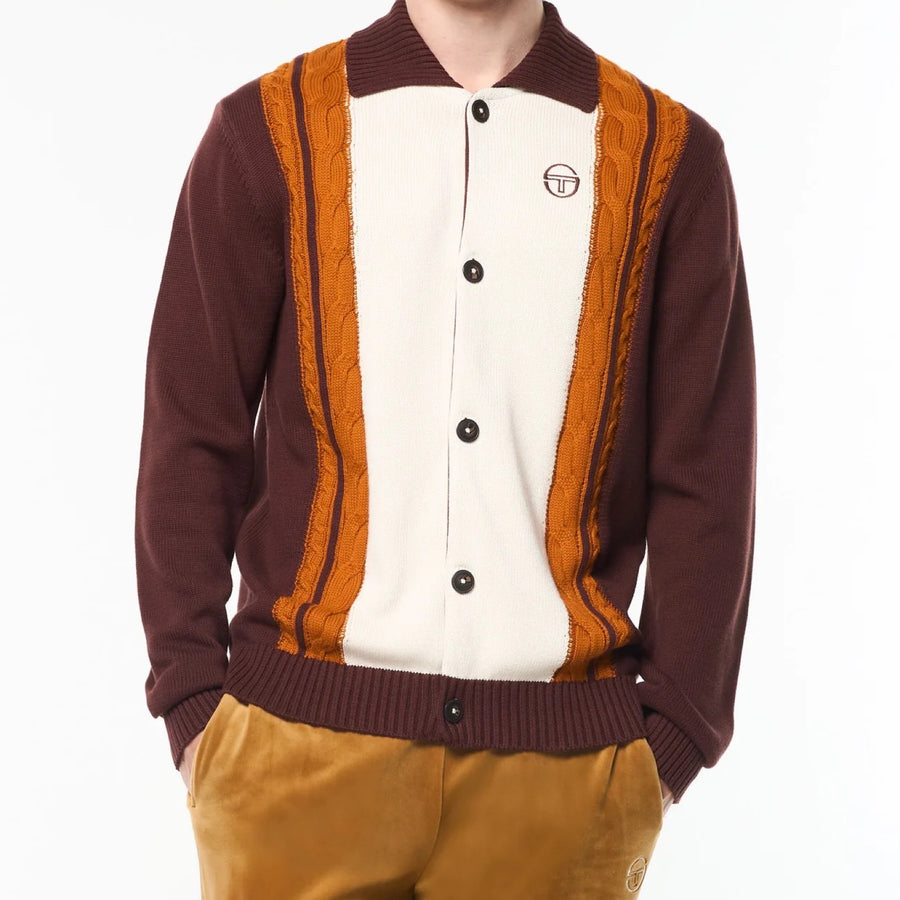 Sergio Tacchini BRUNI KNIT CARDIGAN SWEATER Men’s -BITTER CHOCOLATE