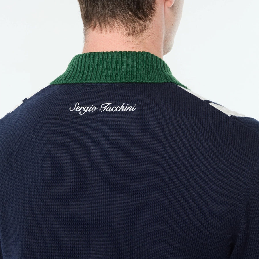 Sergio Tacchini BRUNI KNIT CARDIGAN SWEATER Men’s -MARITIME BLUE