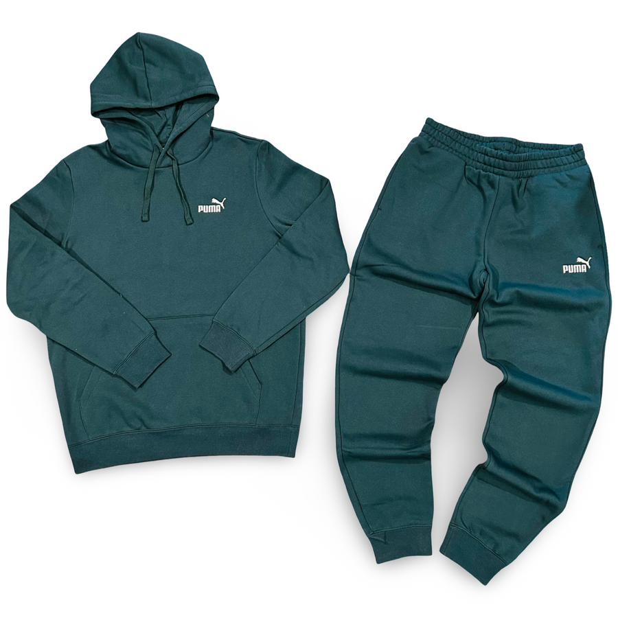 Puma ESSENTIALS  SMALL NO.1 LOGO HOODIE SWEATSUIT Men’s-GREEN TERRAIN