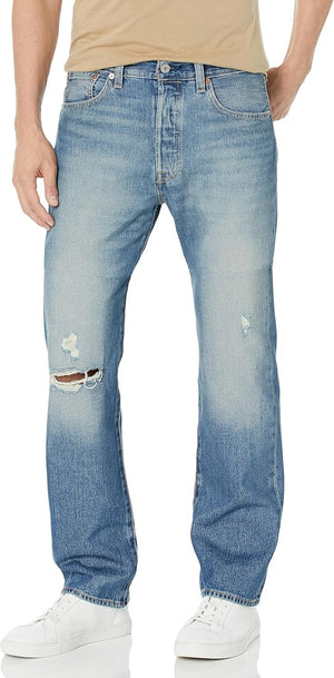 Levis Strauss & Co - 501 ORIGINAL SITS AT WAIST STRAIGHT LEG Men’s -LIGHT WASH RIPPED AT THE KNEE