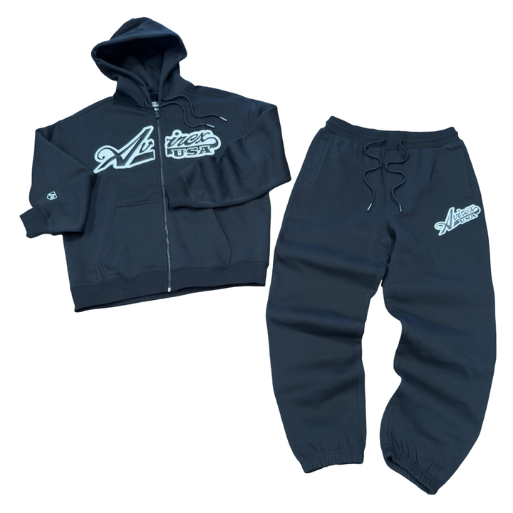 AVIREX MEN’S SCRIPT LOGO SWEATSUIT-BLACK