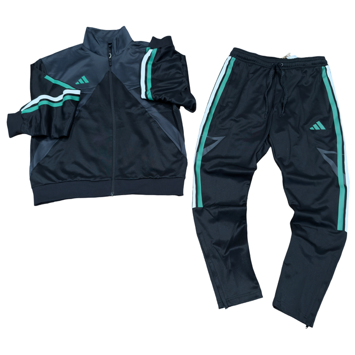 Adidas MEN’S 3STRIPE M TIRO CB NP TT TRACKSUIT-BLACK/DARK GREY/GREEN COLL