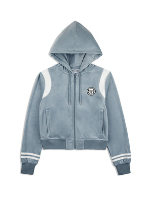 SERGIO TACCHINI VENETO VELOUR ZIP-UP HOODIE TRACK SUIT  - WOMEN’S -CELESTIAL BLUE