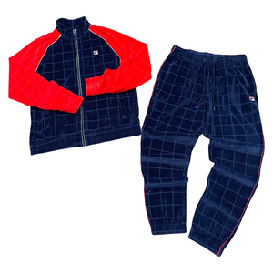 Fila IVY LEAGUE DBS CHK  VELOUR TRACKSUIT Men’s -FNAVY/FRED/GARD